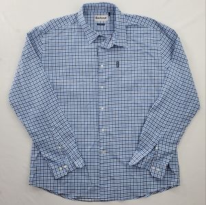 Barbour Shirt Blue Blk Wht Plaid Gingham Tailored Fit L/S Button Down Men’s 2XL